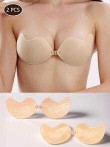 2 piezas Sujetadores adhesivos de silicona | Sujetador invisible sin tirantes con efecto push-up para mujeres | Esencial para vestidos sin espalda - Cubre pezones autoadhesivos con soporte de elevación - Multicolor - Ver 34