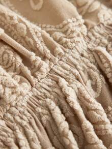 1pc Ruffled Sofa Cover, Plush Jacquard Fabric, European Style, Decorative Sofa Protector, Easy Installation, Dirt & Pet Scratch Resistant, Suitable For Living Room, Study, Office Sofa, All Season - Khaki - View 9