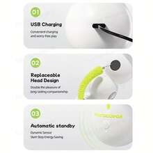 毛毛虫宠物玩具，智能互动猫玩具，自动感应猫玩具，毛毛虫宠物猫毛毛虫玩具电动自娱无聊克星吸盘互动智能宠物逗猫棒，室内宠物自动玩具，USB 可充电，适合所有猫咪，缓解无聊，锻炼宠物伴侣 - 彩色 - 查看 5