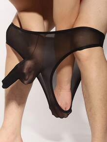 3pcs/Pack Men's Sexy Eye Print Breathable Comfortable Daily Pouch Thong Underwear