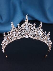 Luxury Crystal Leaf Bridal Crown, Rhinestone Adult Party Tiara, Beauty Pageant Crown For Festivals And Events - 皇冠 - 查看 4
