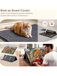 1 Set 1000 Piece Puzzle Storage Board, Tilted Puzzle Board With 2-In-1 Stand And Cover, Includes 6 Trays, Angle Adjustable, Suitable For Puzzle Party Activities And Games - Dark Grey - View 7