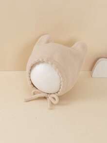 1pc 3-12 Months Baby White Knitted Hat With Double Horns, Warm Autumn/Winter Baby Hat, Cute Cartoon Baby Hat Collection - 米色 - 查看 8