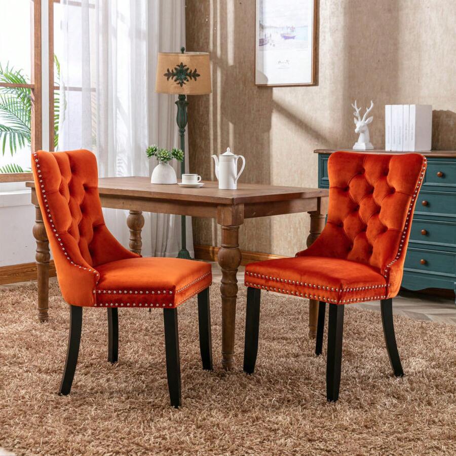 Chair Covers & Cushions - Orange + Velvet + Foam - View 1