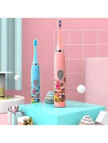 Cepillo de dientes eléctrico inteligente con cerdas suaves y de dibujos animados, con cerdas de repuesto - Multicolor - Ver 5