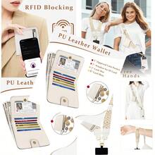 Clip And Go Strap For Phone With RFID Leather Wallet Crossbody Adjustable Cell Phone Strap Lanyard With Zippered Pouch