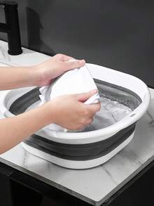 1个便携式折叠足浴盆，塑料足浴盆，可折叠足部理疗盆，节省空间的收纳容器，可折叠硅胶盆，可折叠洗脚盆，泡脚桶，家用旅行洗脚盆，可折叠按摩足浴盆，足部护理工具，居家必备，返校季好物