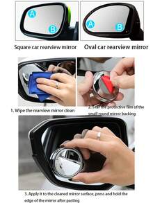 Car Rearview Mirror Stick-On Convex Blind Spot Mirror 360° Adjustable Wide Angle Auxiliary Mirror - Multicolor - View 9
