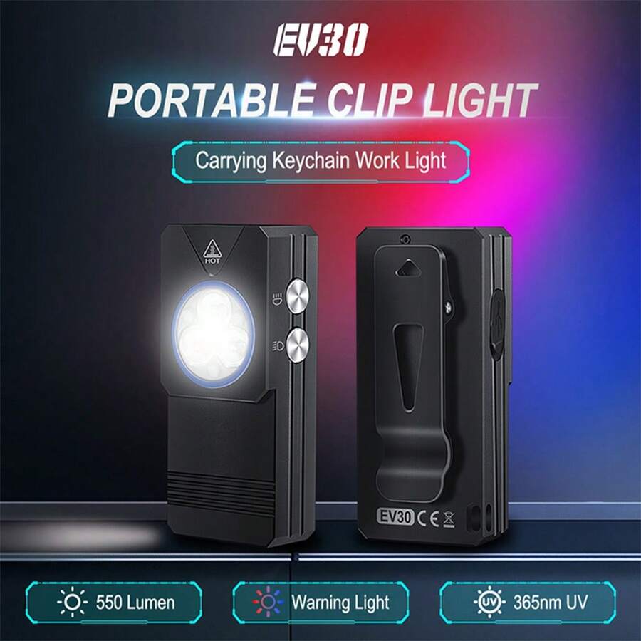 1 件装多功能 LED 手电筒 365nm 紫外线探测手电筒 USB 可充电 EDC 迷你便携式工作灯户外露营徒步旅行