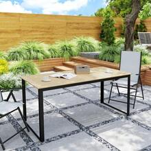 Gartentisch Metall 175x78 cm Wetterfest Balkontisch mit Holzoptik, Lamellendesign Buffettisch Campingtisch für 6 Personen Terrassentisch Outdoor Esstisch für Garten, Terrasse Balkon Schwarz