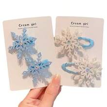 8pcs/Set Cute Snowflake Design Hair Clips For Girls