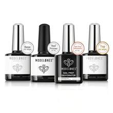 Modelones Nail Dehydrator And Primer With Gel Base & Top Coat Set, Acid Free Acrylic Supplies Primer Glossy Gel Nail Polish Top Coat Starter Kit - 無色 - 查看 1