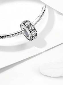 1颗925纯银闪亮钻石珠，适合女士手链、手镯DIY饰品制作及日常配饰，适合女孩佩戴 - 銀色 - 查看 7