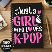1pc K-Pop Spiral Notebook - Vibrant K-Drama Design With Headphone & Music Elements, 100 Pages, Suitable For Travel, Work, School Or As A Perfect Gift For Fans, Colleagues, Friends And Sisters, Ideal K-Pop Fan Gift
