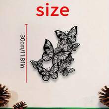 Artă murală metalică cu fluturi - Sculptură elegantă din fier alb-negru, design delicat cu frunze, potrivită pentru decorul casei în interior/exterior, aplicabilă în sufragerie, bucătărie, grădină, decorațiune de perete pentru birou, decor cu fluturi - Negru - Vizualizare 9