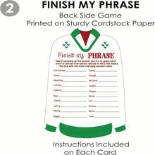 20pcs Double-Sided Matte Christmas Ugly Sweater Party Game Cards - English, Includes Complete My Phrase And What's On Your Phone, Fun Party Cards For Up To 10 Guests - Multicolor - View 7