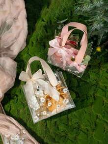 10个/5个/1个透明PVC礼品包装袋，可重复使用礼品袋【不含丝带】，适用于新娘送礼会、婚礼、生日、购物、简约家居装饰、带提手透明礼品袋、透明婚礼礼品袋、团体礼品袋、节日派对用品、复活节礼物、圣诞节礼物 - 彩色 - 查看 8
