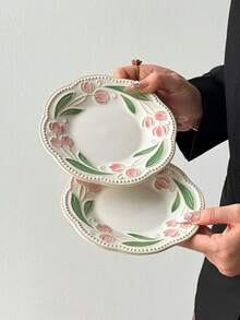 1 件 Ins 风格花卉浮雕餐盘、家用餐盘、水果盘、烛光晚餐盘、节日礼品盘 - 彩色 - 查看 12