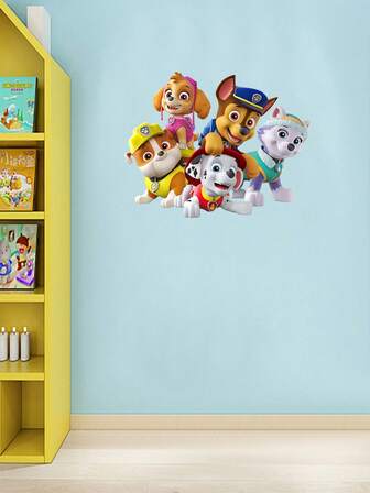  1 件 Paw Patrol 主题动画墙贴，PVC 防水贴纸，自粘玻璃门卧室墙贴，超厚动画，创意装饰墙贴适用于卧室、客厅、书房、婚礼、餐厅、书房、毕业季、生日派对、圣诞节、母亲节和复活节派对。墙面装饰房间装饰贴纸家居装饰圣诞装饰圣诞装饰圣诞装饰家居