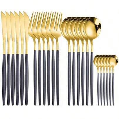 Juego de Cubiertos de Acero Inoxidable de 24 Piezas para Cena
