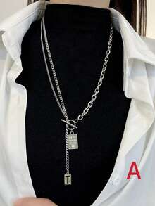 1 Pieza Nuevo Collar De Cadena Larga Simple Y Personalizado Para Otoño/invierno, Cadena De Suéter Estilo Punk Para Mujeres, Con Colgante De Borla