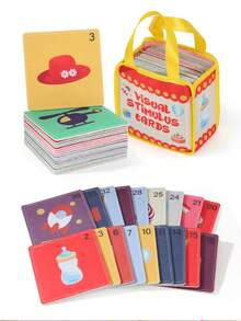 3 Styles Kids Handheld Cloth Card - Classic Black & White, Energetic Black & Red, Colorful Happy Version. Preschool Cognitive Toy, Visual Stimulation Toy, Portable Storage Bag, Tactile Perception Training. Growth Years Gift, Christmas/Halloween/Thanksgiving Party Gift - Multicolor - View 9