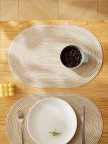 1 pièce/4 pièces/6 pièces Napperons elliptiques minimalistes de 17,7 x 11 pouces en fibres mélangées, antidérapants et beaux, lavables et lavables en machine.