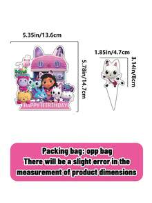 Gabby's Dollhouse [ Essential Party Decorations ]Gabby's Dollhouse Birthday Cake Display Cards, Cute Cartoon Flag Decoration Sets, Dessert Table Decoration Props, Birthday Party Photo Materials!