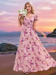 EVERPRETTY Elegant Floral Summer Formal Dresses For Bridesmaid Dresses
