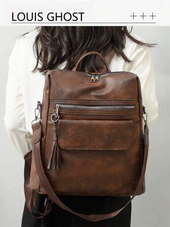 Fashionable, Minimalist, Retro Women's Backpack With Large Capacity Suitable For Commuting, Traveling, Shopping, And Giving GiftsThere Are Two Kinds Of Bag Fabrics, And They Are Shipped Randomly.