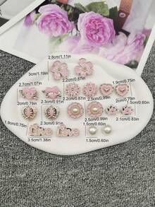 18PCS Y2K Style Pink Resin Flower Shoe Charms Accessoris DIY Love Word Crown Heart Shaped Shoe Buckles Decorations Faux Bead Removable Decorative Shoe Clips Fit Women Sandals Slides Slippers Beach Bag Xmas Halloween Birthday Party Decor Gifts