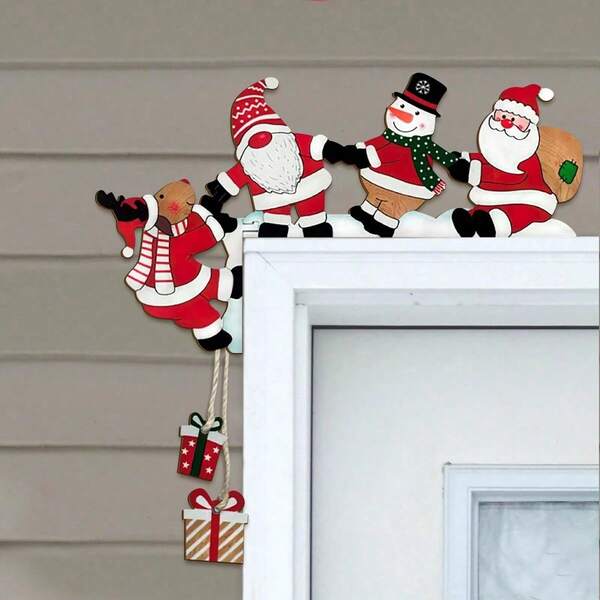 1/2 Set Funny Christmas Door Frame Wooden Decorations, Santa Claus, Reindeer, Snowman, Door, Window, Christmas Decoration For Indoor Christmas Ornaments Home Decor Christmas Decorations Room Decor