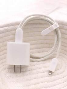 5 件哑光白色 TPU 防震充电器保护壳和绕线器，兼容 Apple 18W/20W 充电器 - 白色 - 查看 8