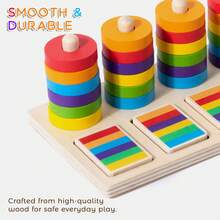 蒙特梭利玩具，适合 3 岁以上男孩女孩生日礼物，适合幼儿儿童婴儿的木制感官玩具，复活节篮子填充玩具，幼儿学习玩具活动拼图 - 彩色 - 查看 10