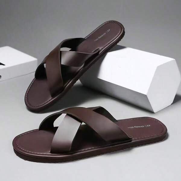 Sandálias masculinas leves com tiras cruzadas, chinelos de praia casuais para uso interno e externo, primavera/outono