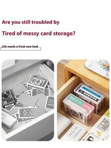 1pc Transparent Playing Card Box, Storage Box Fits 2 Decks Of Cards (Cards Not Included), Christmas, Halloween, Thanksgiving Gift - Multicolor - View 2