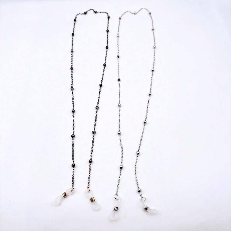 Delicate Colorful Eyeglass Cord Safety Chain Fashion/New - Cinza + Prata - View 1