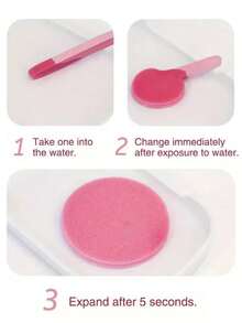 36/24/12/2Pcs Compressed Facial Sponge, Facial Cleansing Sponge, Suitable For Beauticians, Compressed Makeup Sponge, Round Face Washing Sponge, Compressed Exfoliating Makeup Remover Sponge For Women (Pink), Valentine's Day Gift, Christmas Gift