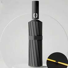 24-Rib Fully Automatic Umbrella, Rainproof And Sunproof Solid Color Folding Umbrella