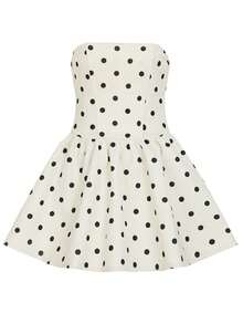 New Style Strapless Waist-Cinching A-Line Short Skirt With Polka Dots And Bow Embellishments - 白色 - 查看 6
