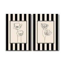 Minimal Black And White Line Art Flower Print, Striped Wall Art, Cottagecore Wall Art, Nature Line Drawing Print, Modern Botanical Canvas Poster, Home Decor Living Room, Wall Decor, No Frame - Multicolor - View 12