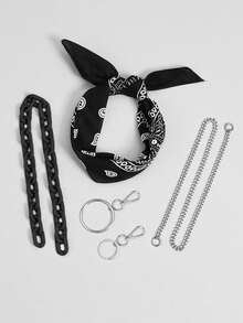 1pc Hip Hop Pants Chain Accessory, Fluorescent Resin Pants Chain, Cashew Flower Square Scarf Waist Chain Summer, School