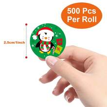 500 piezas/Rollo Pegatinas decorativas de regalo de vacaciones, rollos de pegatinas navideñas para regalos de fiesta, decoraciones navideñas DIY, pegatinas decorativas para sellar bolsas de hornear pasteles. Pegatinas para ambiente navideño