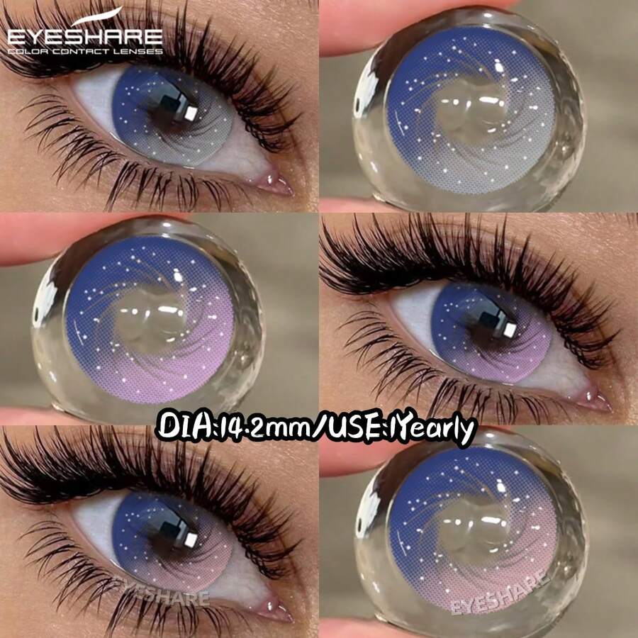 EYESHARE 1 Pair Colored Contact Lenses For Eyes, Fashion Pink Lenses, Purple Contact Lenses, Yearly Use, 14.2mm- No Prescription - 年拋 - 查看 1