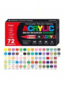 GuangNa 12/24/36/48/60/72/100/120/168/200/240/288 Colors Stylish Liquid Acrylic Marker With Personalized Soft Nib Design Colored Ink Pen For Calligraphy, Drawing And Coloring Essential Watercolor Pen - School Supplies Marker , Back To School Gifts