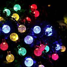 7米/23英尺50个LED太阳能灯串，8种模式，太阳能球形仙女灯，适用于花园露台婚礼生日装饰、感恩节和圣诞节派对装饰，暖白光