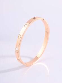 3/1pc Sweet And Sexy Stainless Steel Thick Bracelet, Luxurious And Shining With Unique Heart Design, Perfect For Weddings, Parties, Birthdays, Holidays, Gift Giving, Women's Stainless Steel Accessories, Daily Travel, Perfect Matching