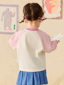 mini bala 女宝宝小飞象卡通长袖T恤柔软舒适可爱日常上衣 - 粉紅 - 查看 3