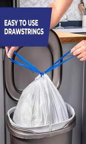 Hefty Ultra Strong 13 Gallon Trash Bags, Tall Kitchen Trash Bags 13 Gallon Size, Resist Leaks, Punctures, And Rips, Continuous Odor Control, White, Fabuloso Lemon Scent, 110 Bags - MàuC - Xem 5