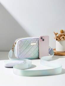 1个女孩迷你波浪纹压花字母收纳包，手机钱包零钱包 - 綠色 - 查看 3